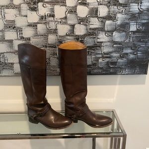 Frye Harness Brown Leather Boots Women Size US 7